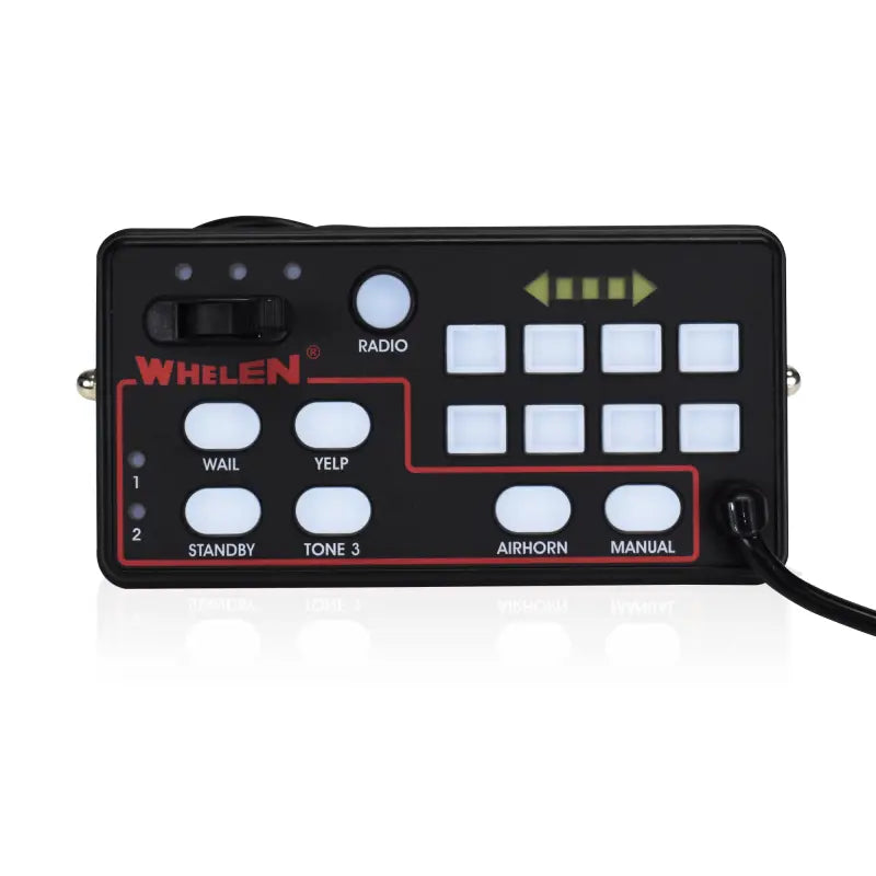 Black Whelen 295SSA1 Dual Siren Control Center panel for emergency alert systems