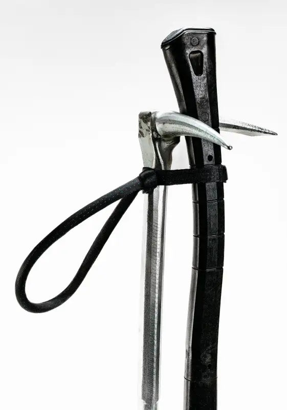 Black ski pole grip with adjustable strap for FMT Lanyard Strap and easy girth hitching