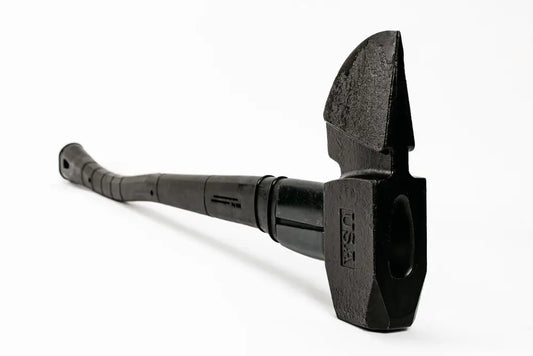 Black sledgehammer with textured grip handle, USA patented striking tool, Composite Handle