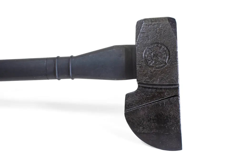 Black sledgehammer with a textured metal head and composite handle, USA patented striking tool