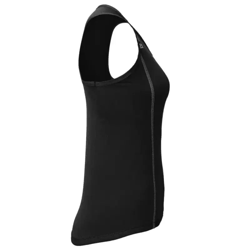 Black sleeveless women’s performance racerback tank top for athletic activities