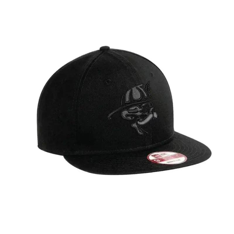 Black snapback baseball cap with dark embroidered Screaming Skull logo design