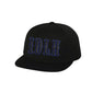 Black snapback cap with blue IDLH font logo, perfect for red black and pink black styles