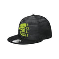Black Camo Snap with Neon Green Skull Logo and IDLH Text from New Era Black Camo