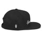 Black Sprinkler Life Snapback Hat with white embroidery and logo design