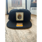 Black snapback hat with flaming skull patch from Smokin Hop Brewery collection