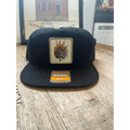 Black snapback hat with flaming skull patch from Smokin Hop Brewery collection