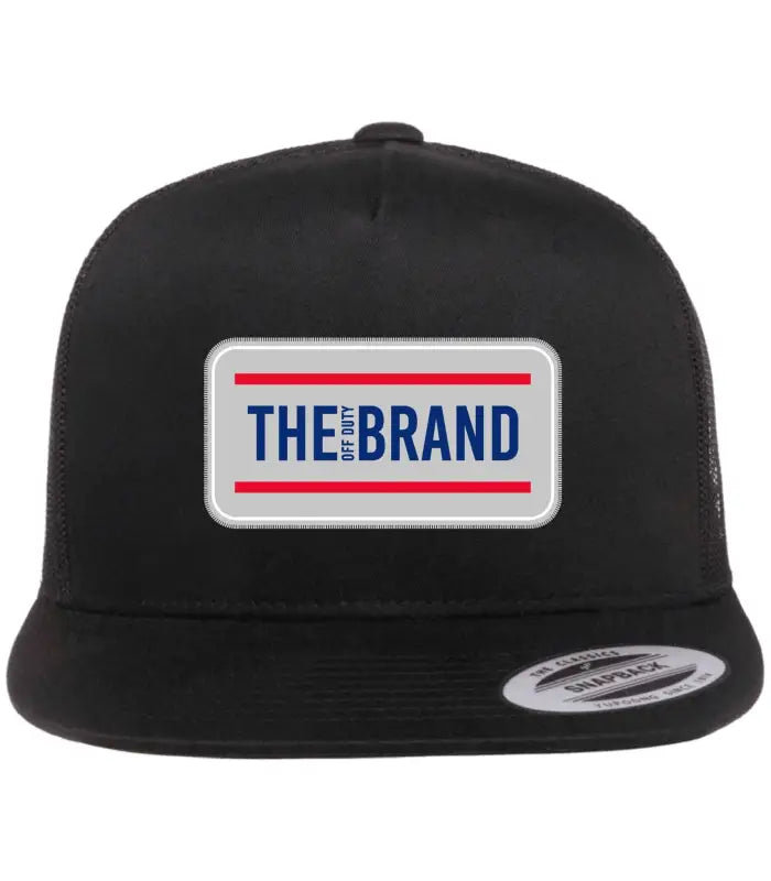 Black Classic Collection Trucker Hat with rectangular THE BRAND patch on the front