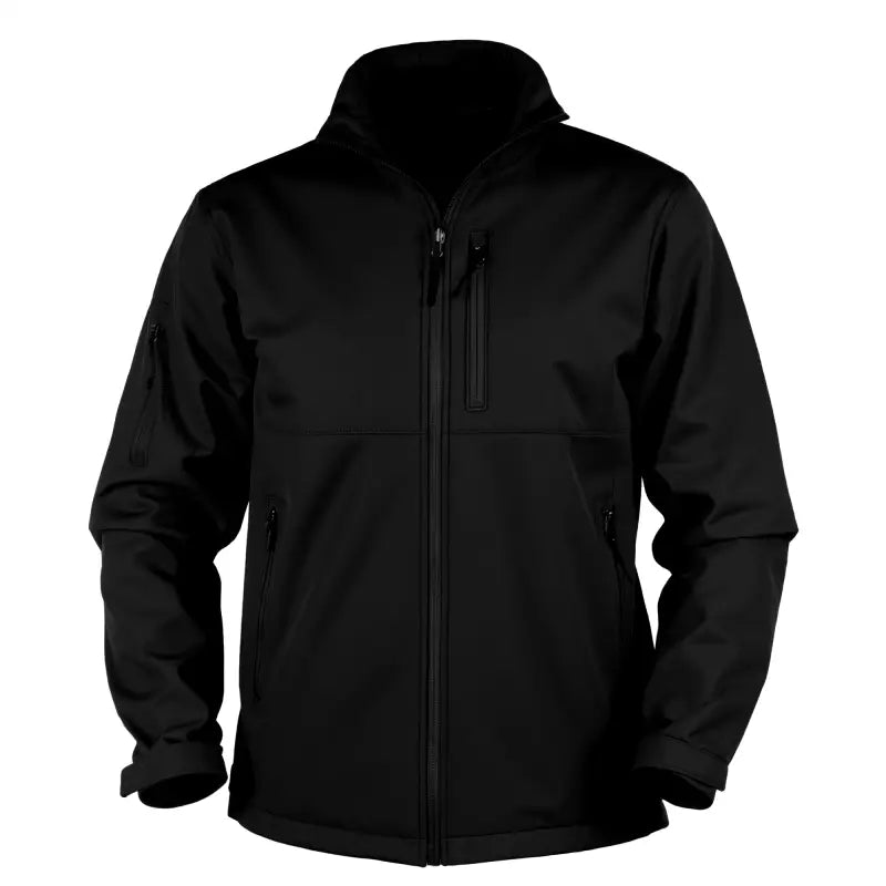 Black softshell tactical jacket Bravo with hand pocket for versatile outdoor wear