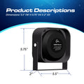 Black UBL 100-Watt Slim Speaker with dimensions showcasing sleek portable design