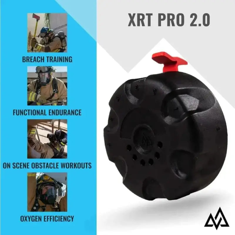 Black XRT PRO 2.0 SCBA Trainer with red valve cap and textured surface for firefighters