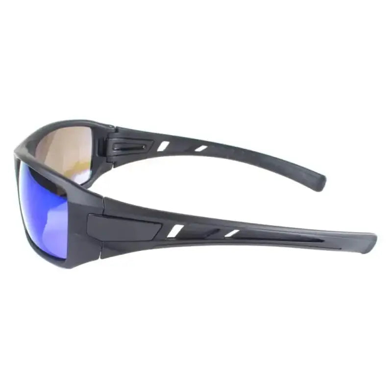 Black METEL M30 Safety Sunglasses with blue mirror lens and angular frames