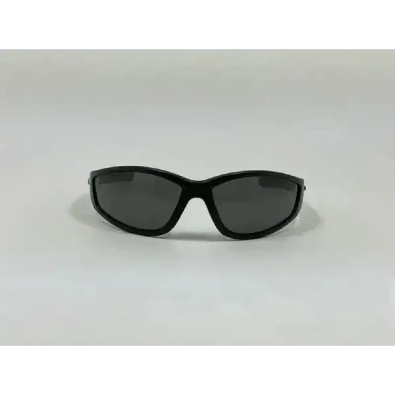 Black sporty safety sunglasses with dark lenses and hard case for ultimate eye protection