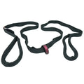 Black stretchy multi-loop rescue strap with pink loop connector and rigging ring