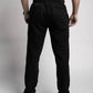 Black sweatpants featuring patented carrier retention waistband and functional zipper fly