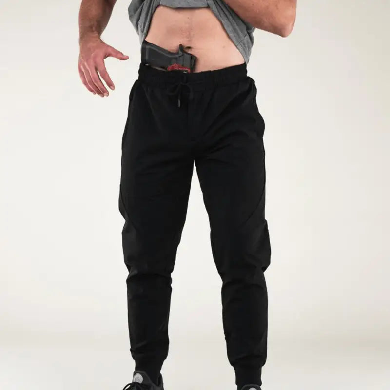 Black Carrier Traveler Joggers with concealed carry and carrier retention waistband