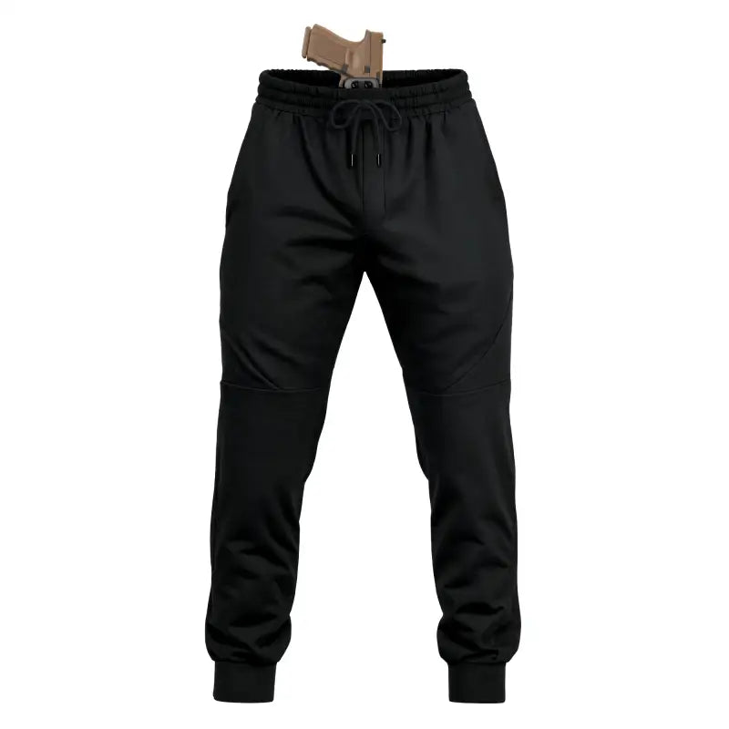 Black Carrier Traveler Joggers with concealed carry pockets and carrier retention waistband