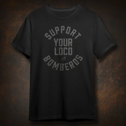 Black t-shirt featuring the Bombero Loco design, perfect for casual wear