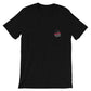 Black T-shirt with American flag apple logo, perfect for athletic heather style