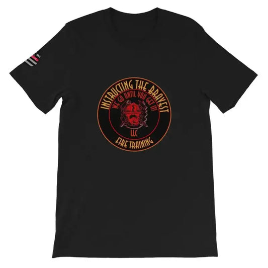 Black short sleeve t-shirt featuring Influencing The Patriot graphic and American flag detail