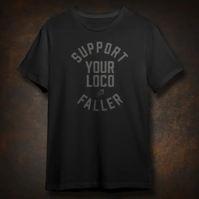 Black Faller Loco Tee featuring printed text for stylish casual wear