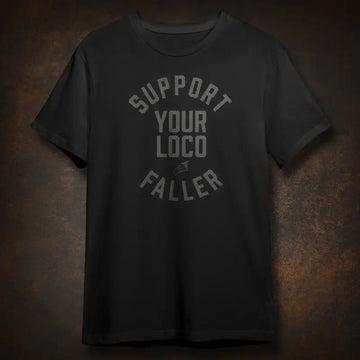 Black Faller Loco Tee featuring printed text for stylish casual wear