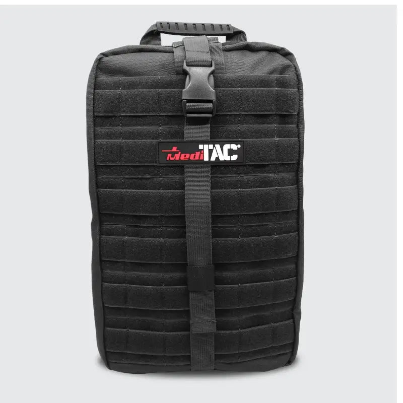 Black tactical first aid bag for first responders, firefighters, and police on the Rip-Away Trauma Kit