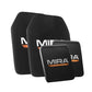 Black tactical body armor plates with MIRA branding in the Winter Shield Armor Bundle