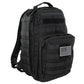 Black Tactical Trauma Backpack with MOLLE webbing and USA flag patch for outdoor use