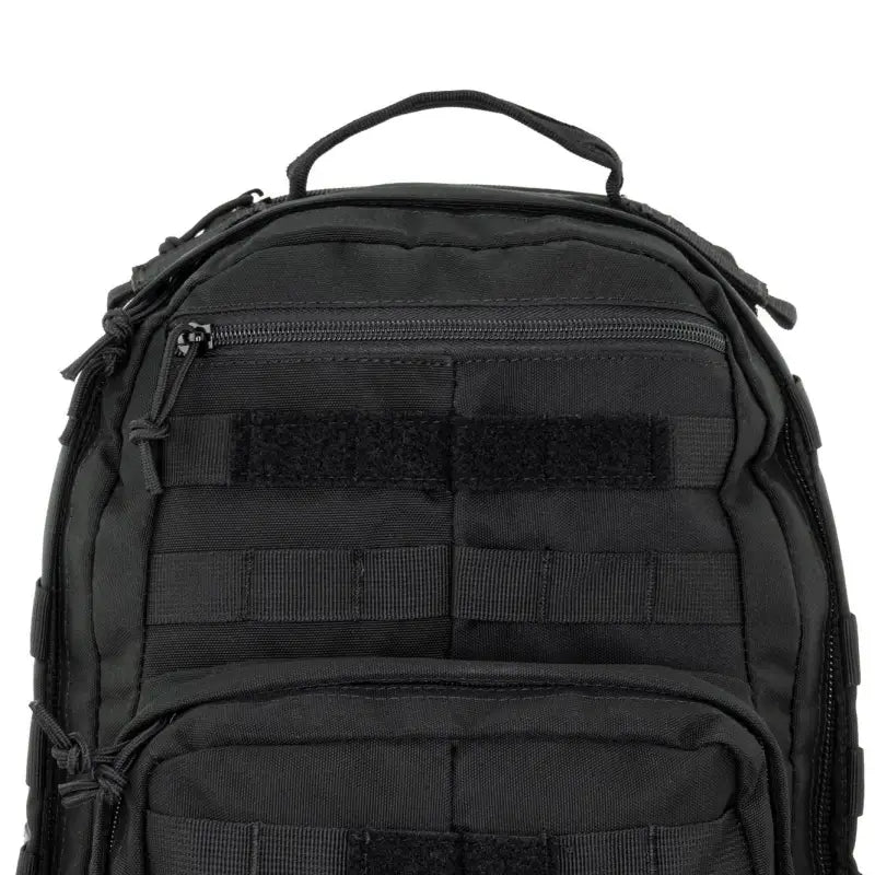 Black Tactical Trauma Backpack with MOLLE Webbing and USA Flag Patch for outdoor use