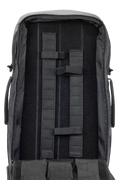 Black tactical backpack featuring MOLLE webbing, ideal discreet rifle backpack with removable magazine pouch
