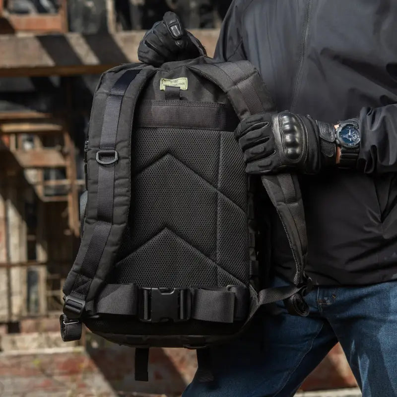 Black M-Tac Assault Pack with padded straps and mesh ventilation panels