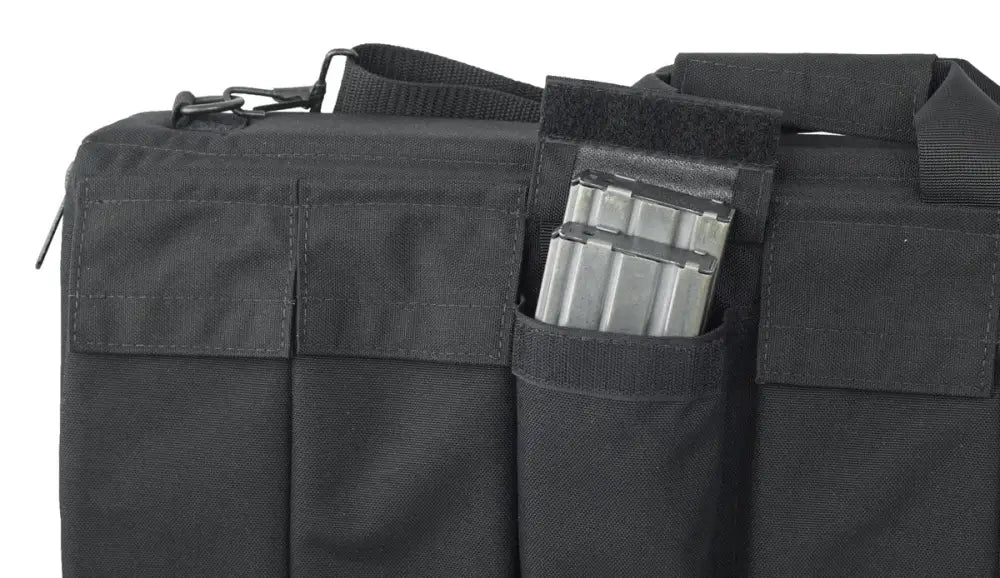 Black Assault Systems Tactical Rifle Case featuring multiple pockets and magazine storage