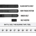 Black tactical battle belt system with track mechanism and measuring guide in B1 MULTICAM COMPLETE KIT
