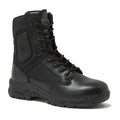 Black tactical boot with non-metallic composite sole for firefighter and first responder durability
