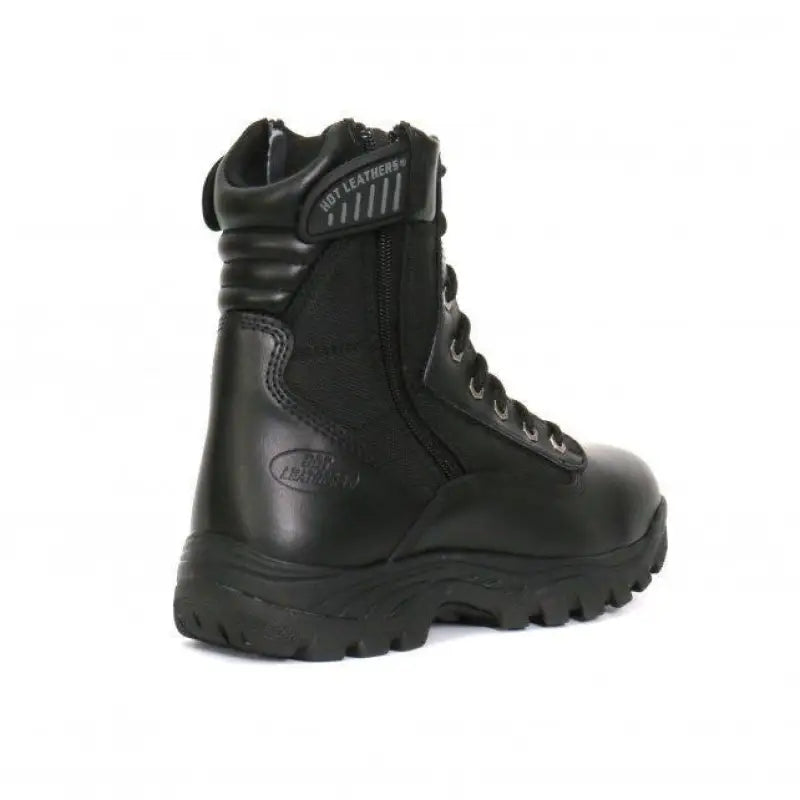 Black Leather SWAT Style Boots with Laces and Rugged Sole for Men by Hot Leathers