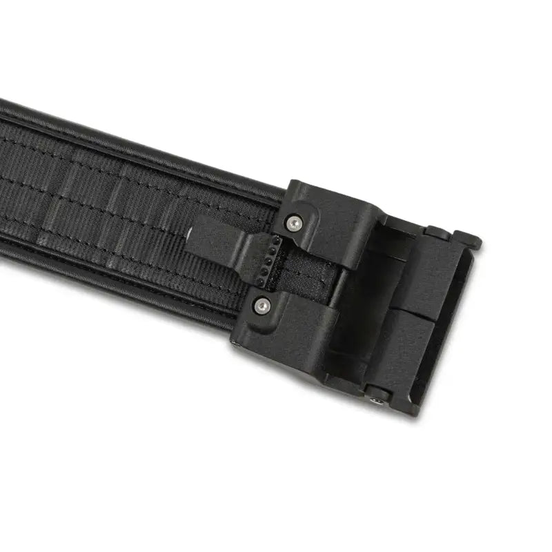 Black tactical outer duty basketweave duty belt with plastic buckle closure