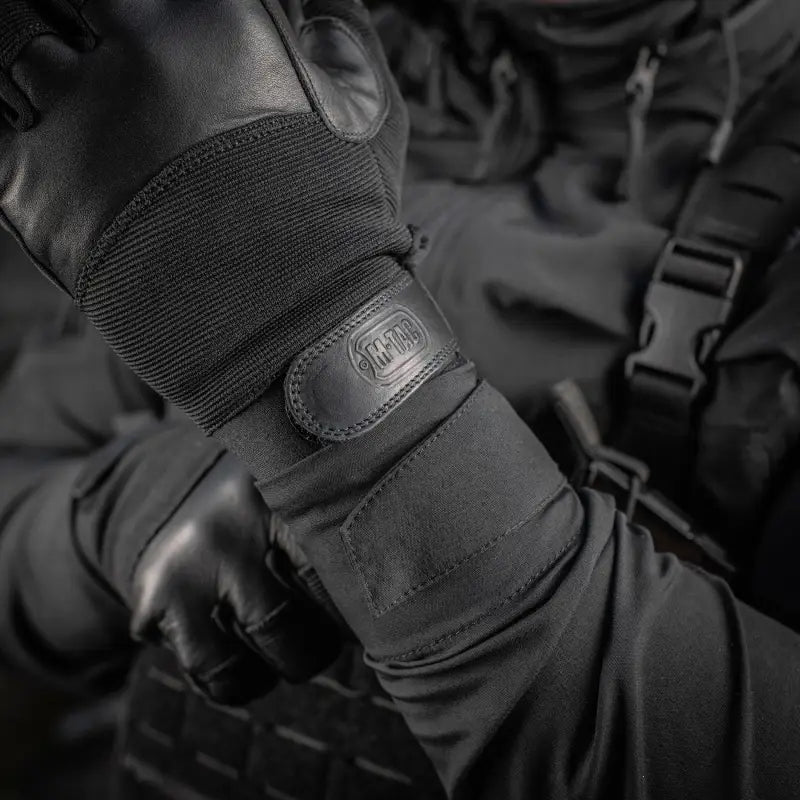 Black tactical elbow pad with adjustable straps for M-Tac Gloves Police Gen.2 protection