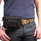 Black tactical fanny pack on coyote tan belt from Liberty Gun Pack for concealed carry