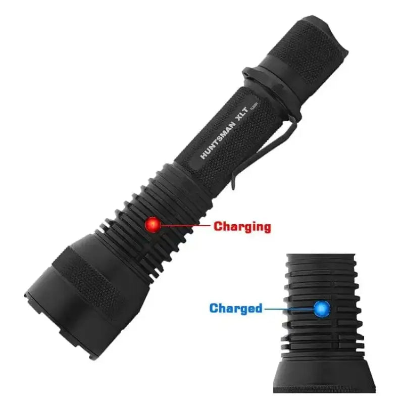 Black tactical flashlight with charging indicator for Huntsman-XLT 1200-Lumen Varmint Light Kit