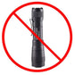 Black tactical flashlight with red prohibition symbol for Flashlight Holder first responders