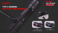 Black tactical E11-G2 1300 Lumen rechargeable EDC flashlight with Type-C charging
