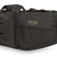 Black tactical soft gear bag with compartments for H&K submachine gun case