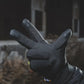 Black tactical glove in a finger-gun gesture showcasing M-Tac Gloves Soft Shell Thinsulate