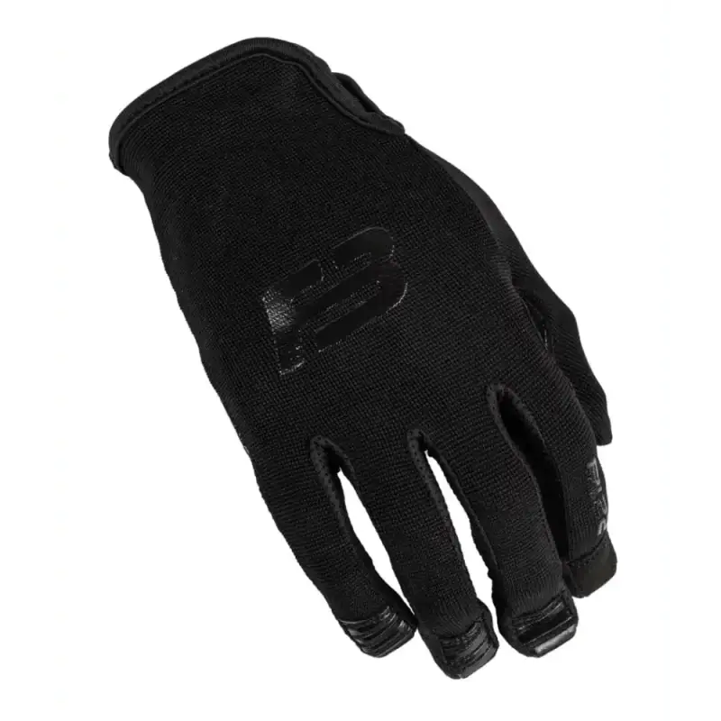 Black tactical glove featuring reinforced fingertips and logo, ideal for Recon Tactical Gloves