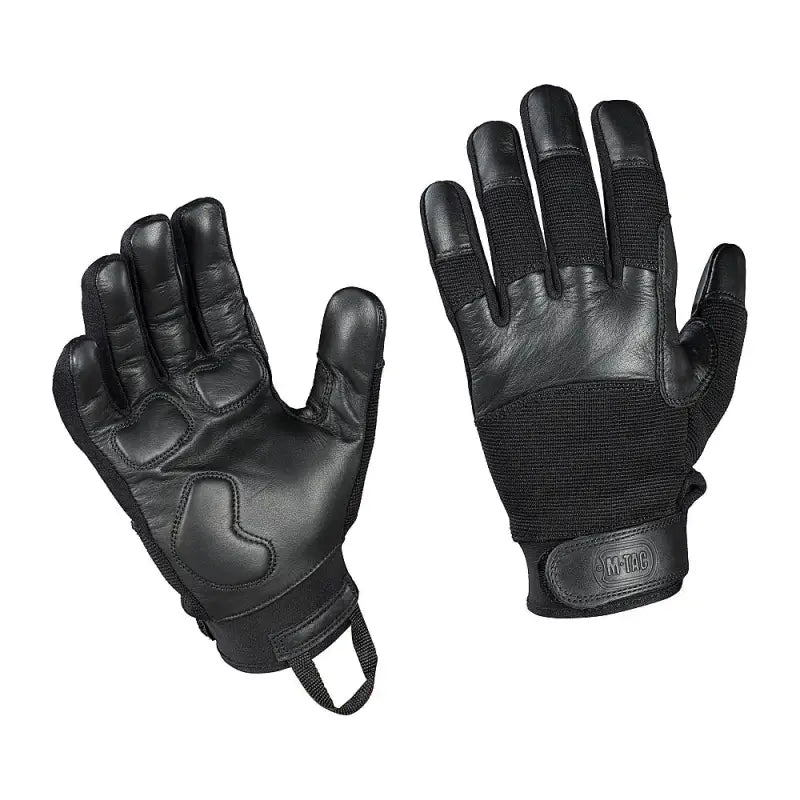 Black M-Tac Gloves Police Gen.2 with leather palms and fabric backing for optimal grip