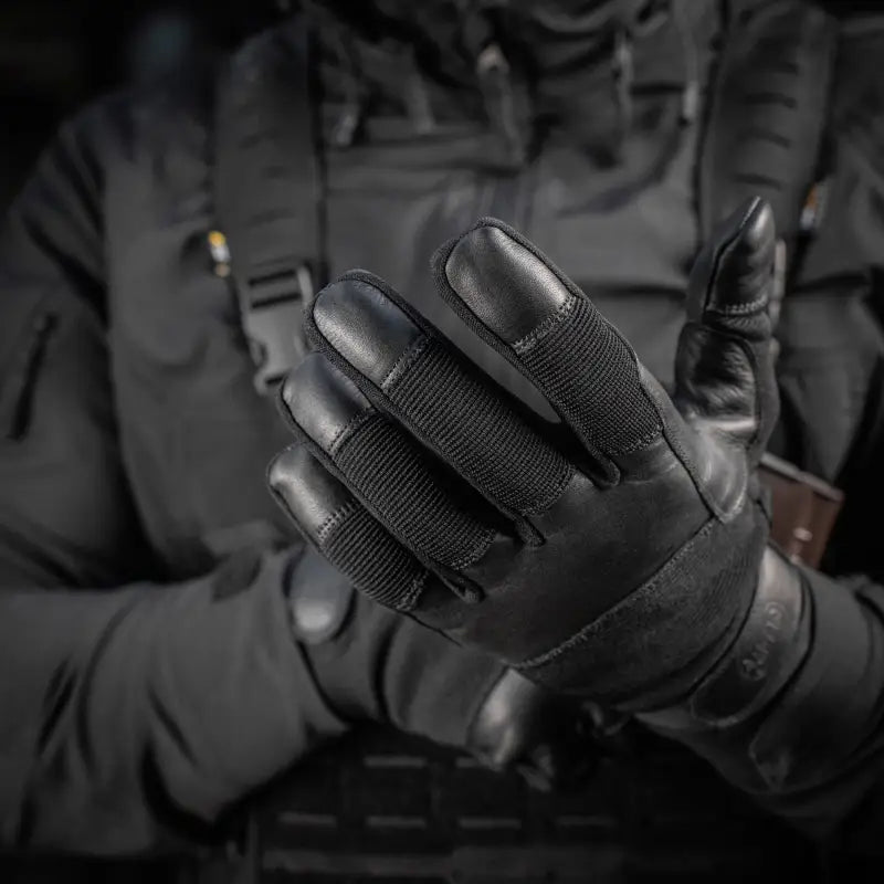 Black M-Tac Gloves Police Gen.2 with reinforced knuckles and mesh ventilation panels