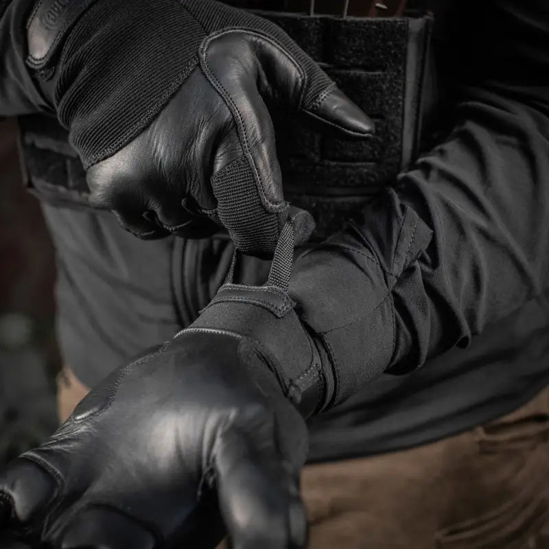 Black M-Tac Gloves Police Gen.2 with reinforced knuckles and mesh ventilation panels