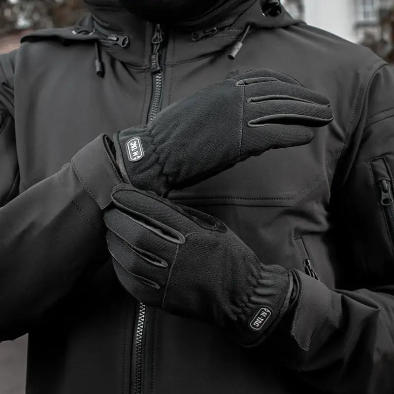 Black M-Tac Gloves Scout Tactical with reinforced palms and adjustable wrist straps