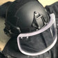 Black tactical helmet with face shield for Body Armor by Redemption Tactical
